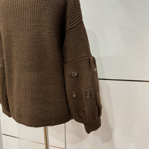 Peekskill Crystal Embellished Sweater in Mocha NWOT, Size M - Picture 14 of 15